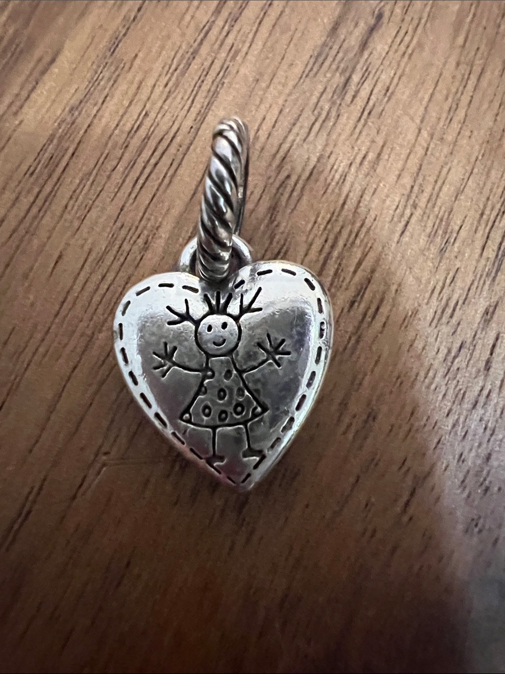 Brighton Silver Heart Charm with Playful Girl Engraving